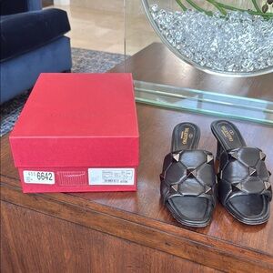 Valentino Black Mule Slides with Rockstuds